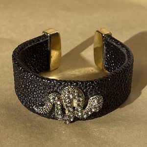 Black and rhinestone style snake bracelet
